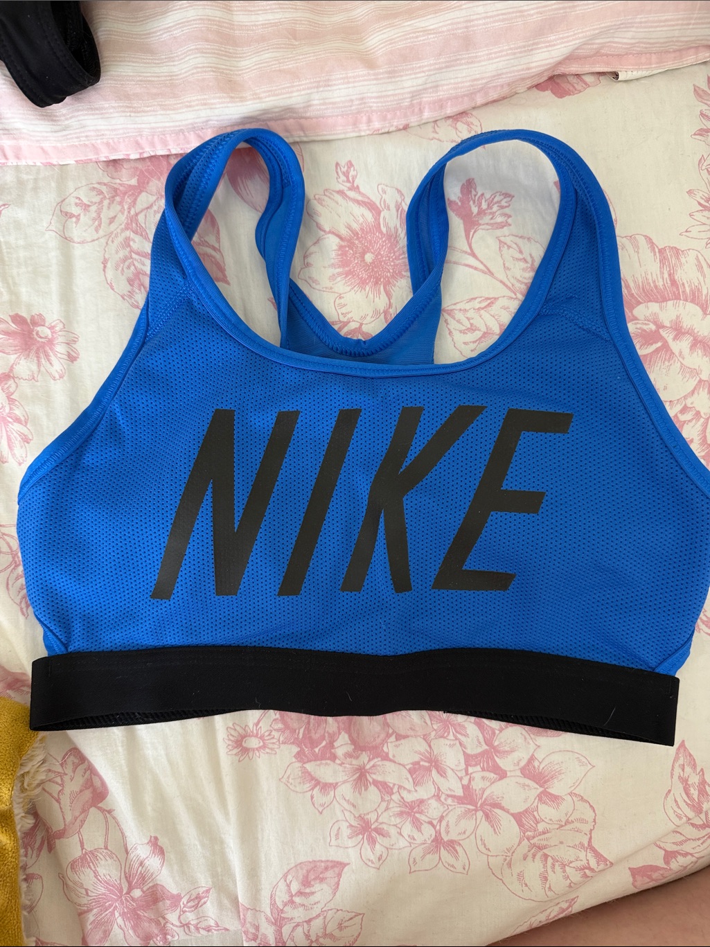 Nike Royal Blue Racerback Sports Bra With Black Logo
